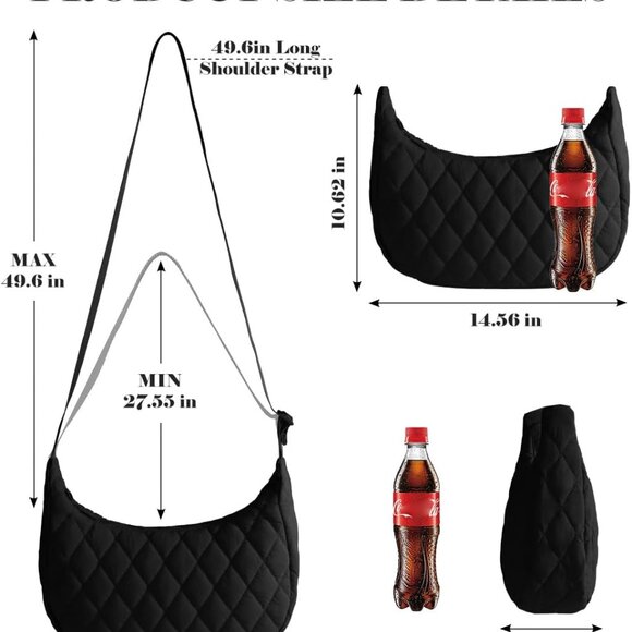Ultra-Lightweight Quilted Crossbody Bag - Fashion Meets Functionality in Black - Picture 3 of 6